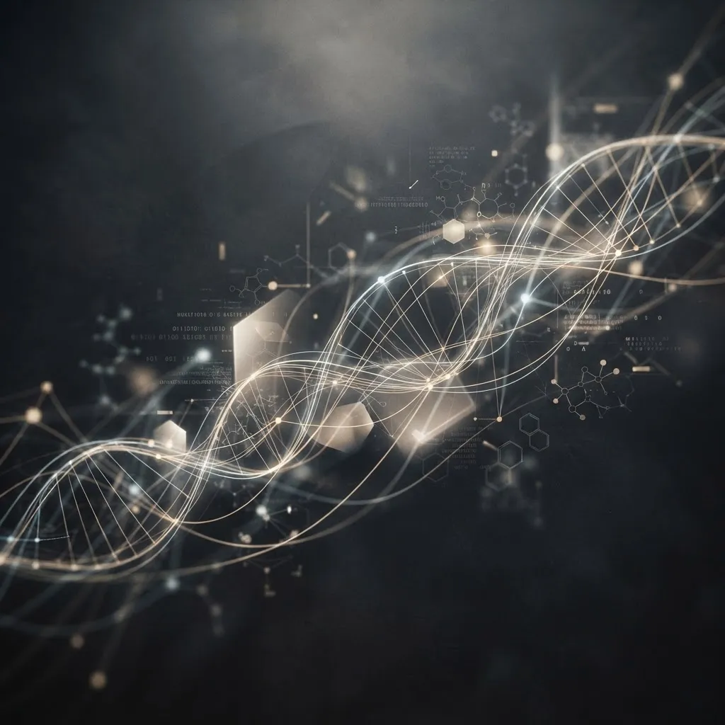 Abstract editorial composition of fine data patterns representing artificial intelligence in healthcare